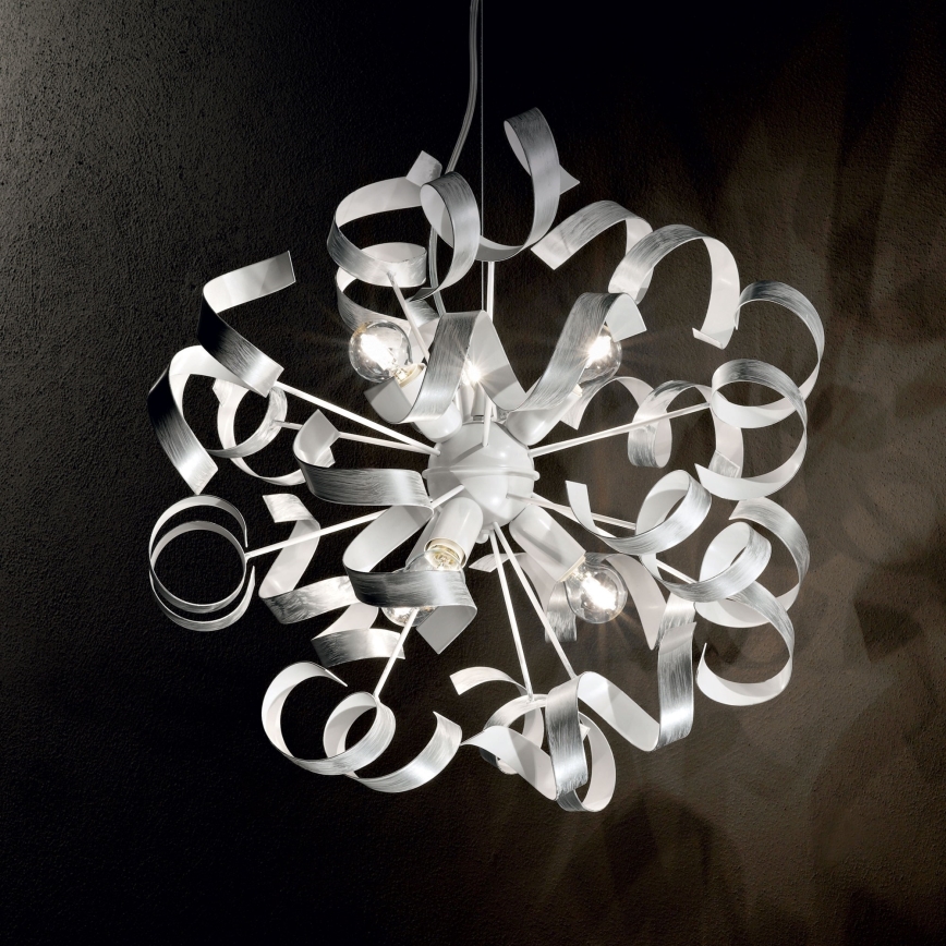 Ideal Lux - Pendel VORTEX 6xE14/40W/230V diameter 53 cm sølvfarvet/patina