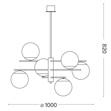 Ideal Lux - Pendellampe GOURMET 6xE14/28W/230V diameter 100 cm guldfarvet