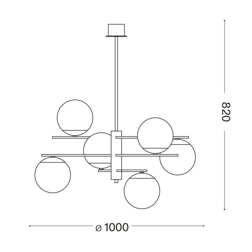Ideal Lux - Pendellampe GOURMET 6xE14/28W/230V diameter 100 cm guldfarvet