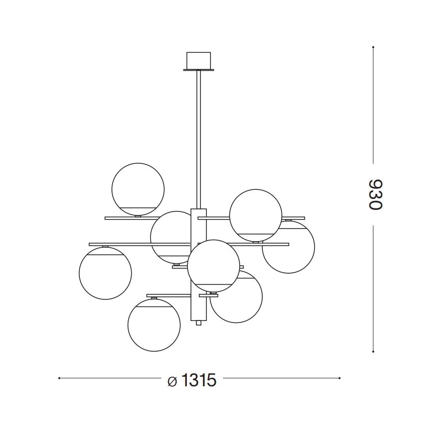 Ideal Lux - Pendellampe GOURMET 9xE14/28W/230V diameter 131,5 cm guldfarvet