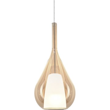 Ideal Lux - Pendellampe med ledning KALIQUE 1xE27/42W/230V Ø 18 cm røget beige