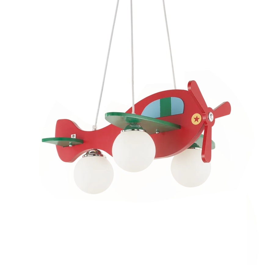 Ideal Lux - Pendellampe til børn AVION 3xE27/28W/230V rød