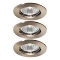 Ideal Lux - Sæt 3x indbygningsspot JAZZ 1xGU10/50W/230V Ø 7,7 cm bronzefarvet