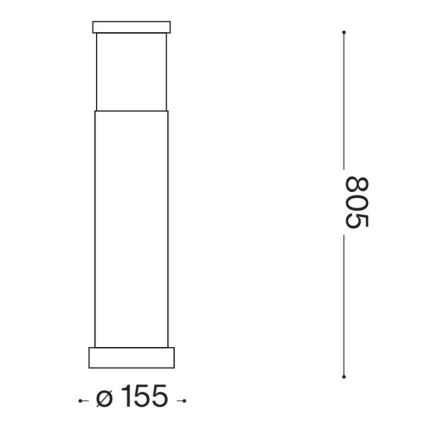 Ideal Lux - Udendørs lampe TRONCO 1xE27/42W/230V 80 cm IP65 sort