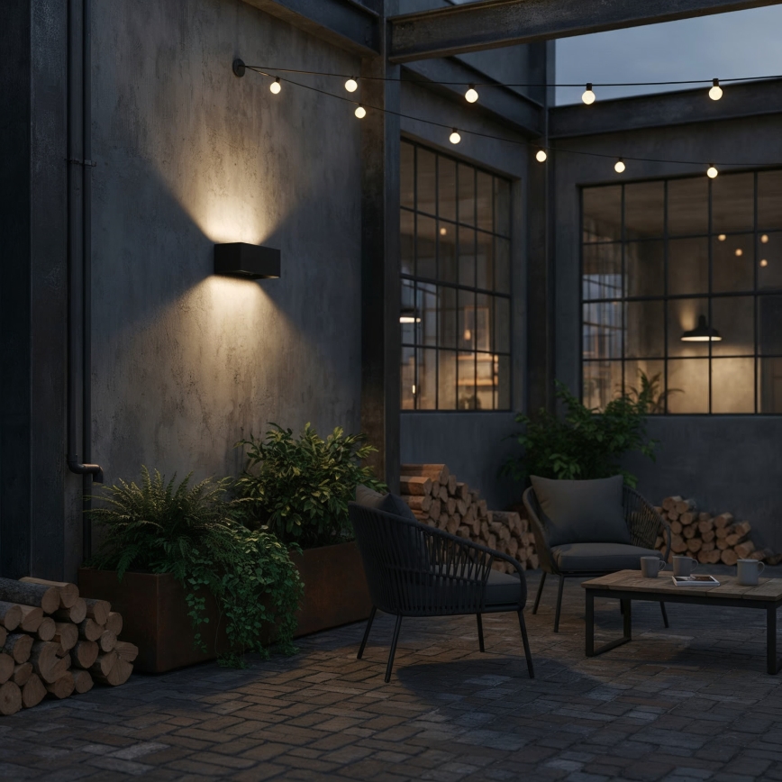 Ideal Lux - Udendørs LED væglampe ATOM LED/25W/230V CRI 90 IP54 sort