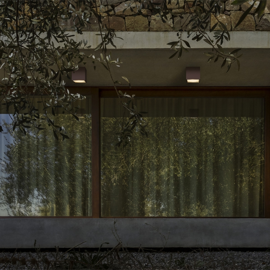 Ideal Lux - Udendørs spotlampe TECHO 1xGU10/20W/230V 15x15 cm IP54 brun