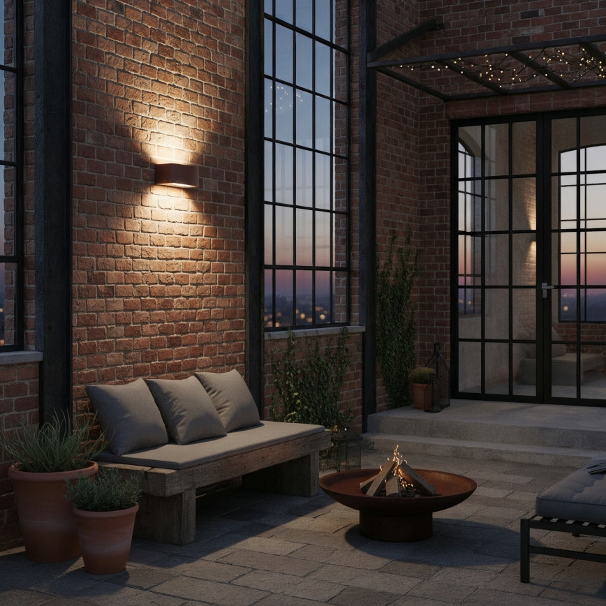 Ideal Lux - Udendørs væglampe ANDROMEDA 1xE27/60W/230V IP55 brun