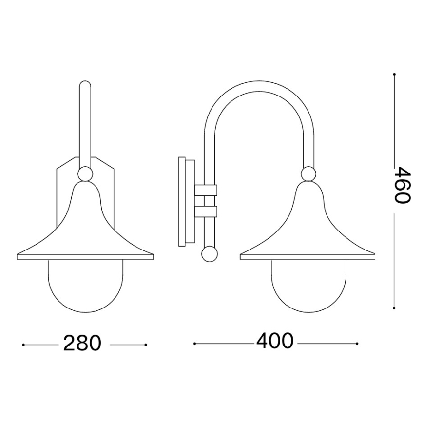Ideal Lux - Udendørs væglampe CIMA 1xE27/52W/230V IP43 antracit