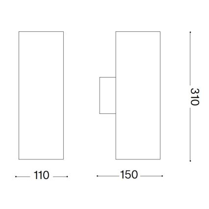 Ideal Lux - Udendørs væglampe GUN 1xE27/60W/230V 31 cm IP54 grå