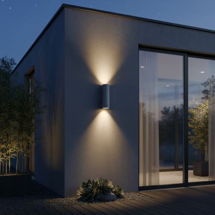 Ideal Lux - Udendørs væglampe GUN 1xGU10/35W/230V 21 cm IP44 grå