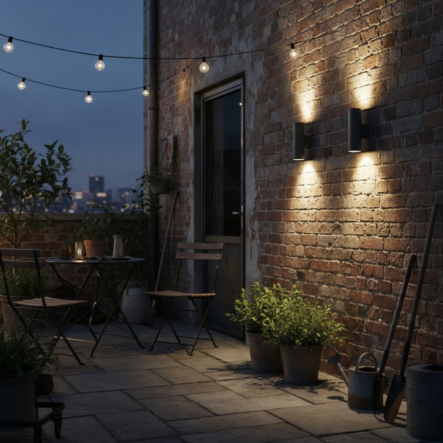 Ideal Lux - Udendørs væglampe GUN 2xGU10/35W/230V IP44 antracit