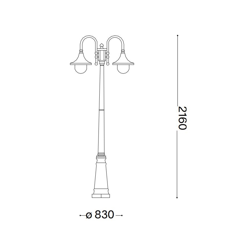 Ideal Lux - Udendørslampe CIMA 2xE27/52W/230V 216 cm IP43 antracit
