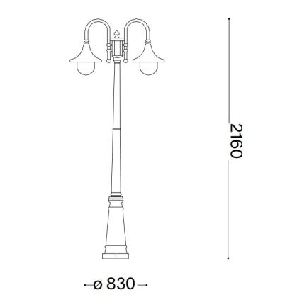 Ideal Lux - Udendørslampe CIMA 2xE27/52W/230V 216 cm IP43 brun