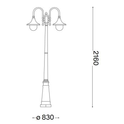 Ideal Lux - Udendørslampe CIMA 2xE27/52W/230V 216 cm IP43 patina