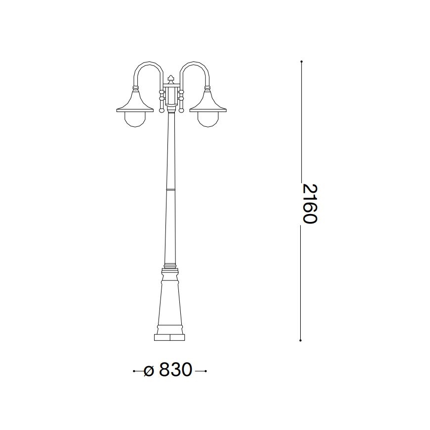 Ideal Lux - Udendørslampe CIMA 2xE27/52W/230V 216 cm IP43 patina