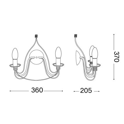 Ideal Lux - Væglampe CORTE 2xE14/40W/230V brun/patina