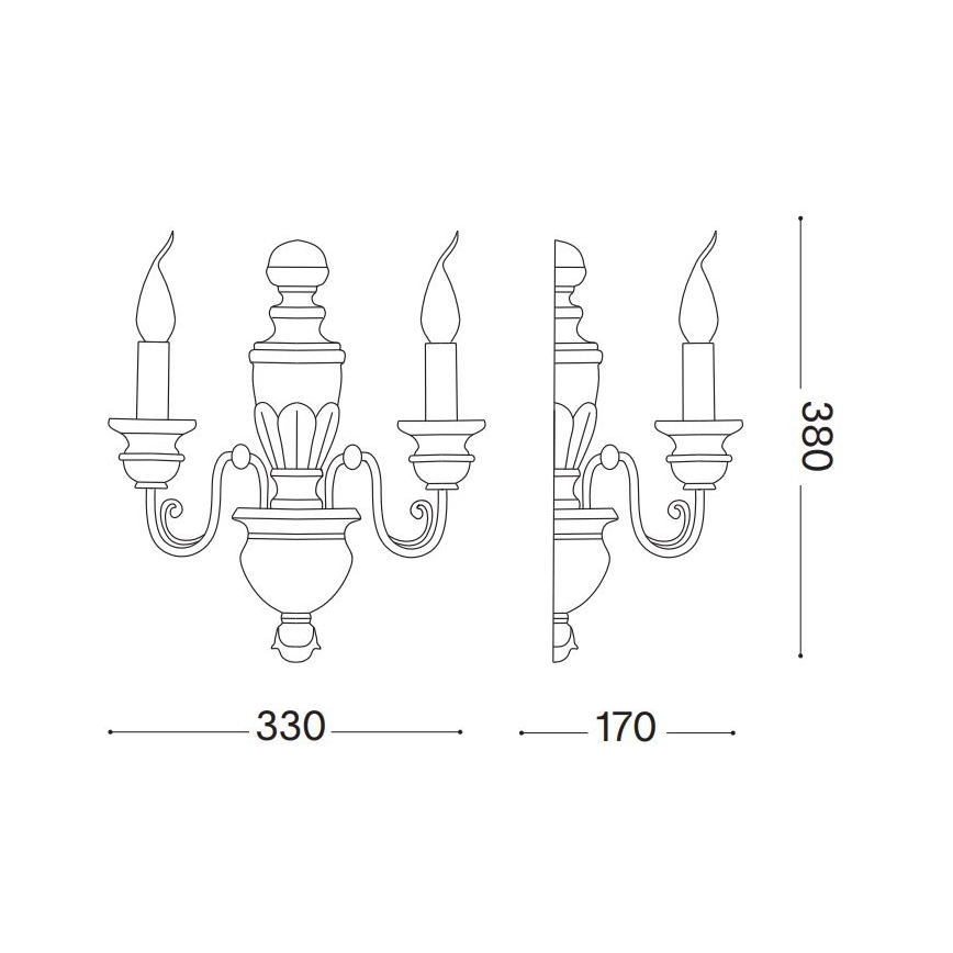 Ideal Lux - Væglampe FIRENZE 2xE14/40W/230V guldfarvet