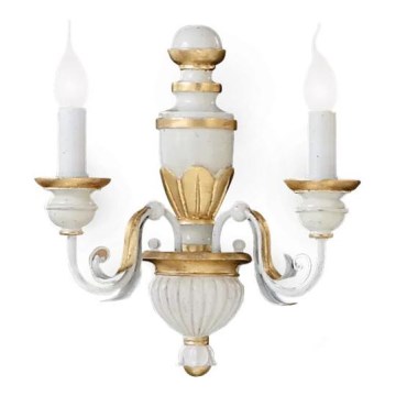 Ideal Lux - Væglampe FIRENZE 2xE14/40W/230V hvid/guldfarvet