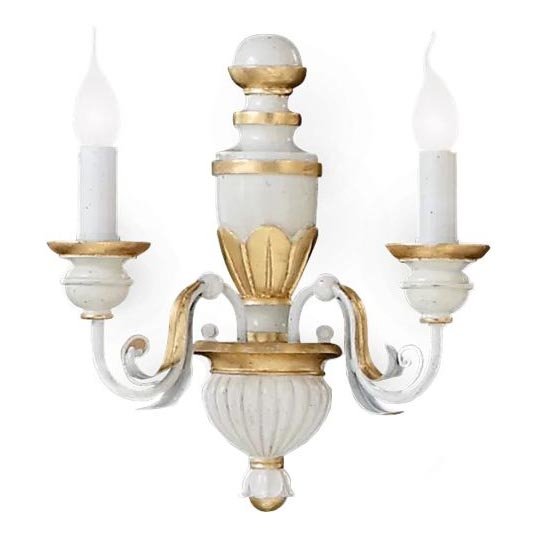 Ideal Lux - Væglampe FIRENZE 2xE14/40W/230V hvid/guldfarvet