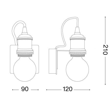 Ideal Lux - Væglampe FRIDA 1xE27/60W/230V kobber