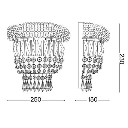 Ideal Lux - Væglampe i krystal DUBAI 2xE14/28W/230V skinnende krom