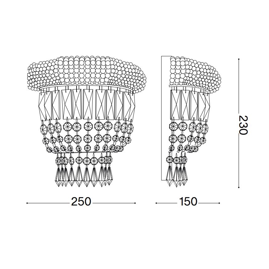 Ideal Lux - Væglampe i krystal DUBAI 2xE14/28W/230V skinnende krom