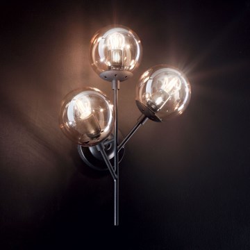 Ideal Lux - Væglampe KEPLER 3xE27/42W/230V sort/røget