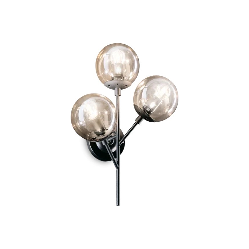 Ideal Lux - Væglampe KEPLER 3xE27/42W/230V sort/røget