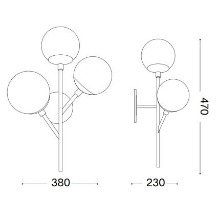 Ideal Lux - Væglampe KEPLER 3xE27/42W/230V sort/røget