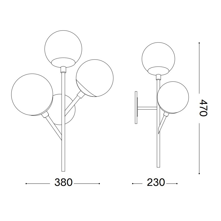Ideal Lux - Væglampe KEPLER 3xE27/42W/230V sort/røget
