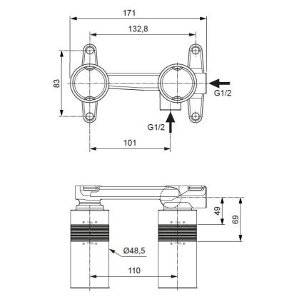 Ideal Standard A1313NU - Monteringskrop til indbygget håndvaskarmatur BUILT-IN, blå