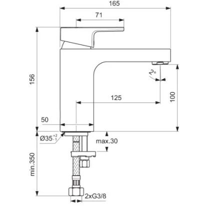 Ideal Standard A7105AA - Håndvaskarmatur EDGE 15,6 cm i blank krom