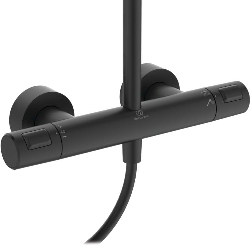 Ideal Standard A7545XG - Brusesæt med termostatisk blandingsbatteri CERATHERM T25, mat sort