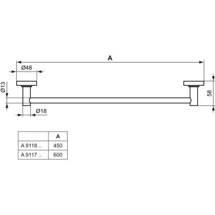 Ideal Standard A9117AA - Vægmonteret håndklædeholder IOM 60 cm poleret krom
