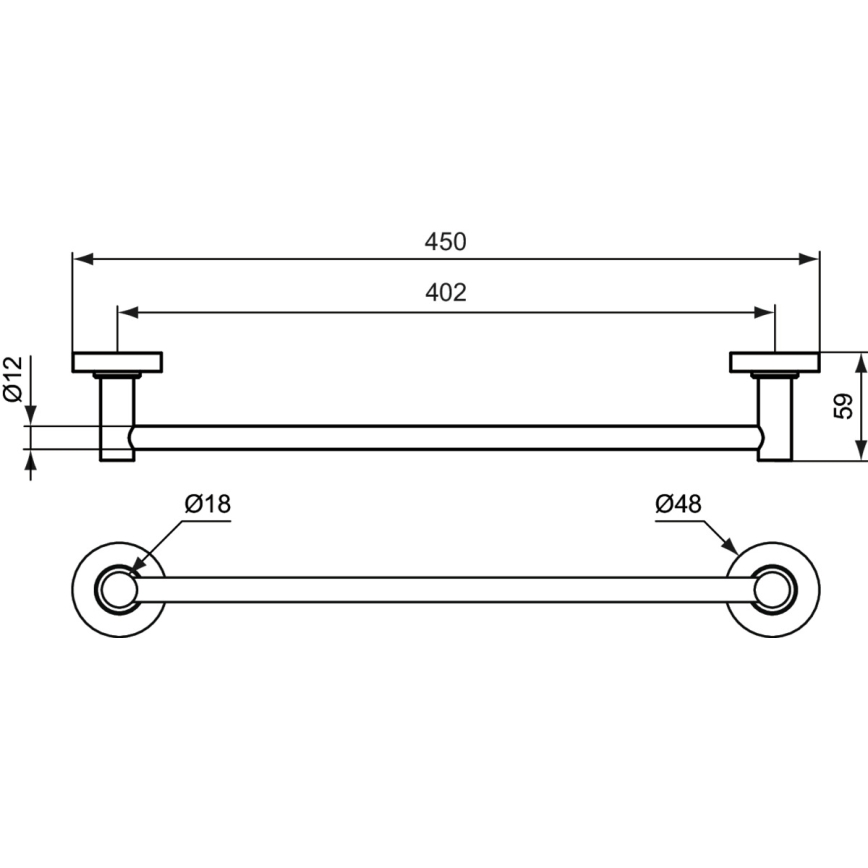 Ideal Standard A9117AA - Vægmonteret håndklædestang IOM 45 cm blank krom