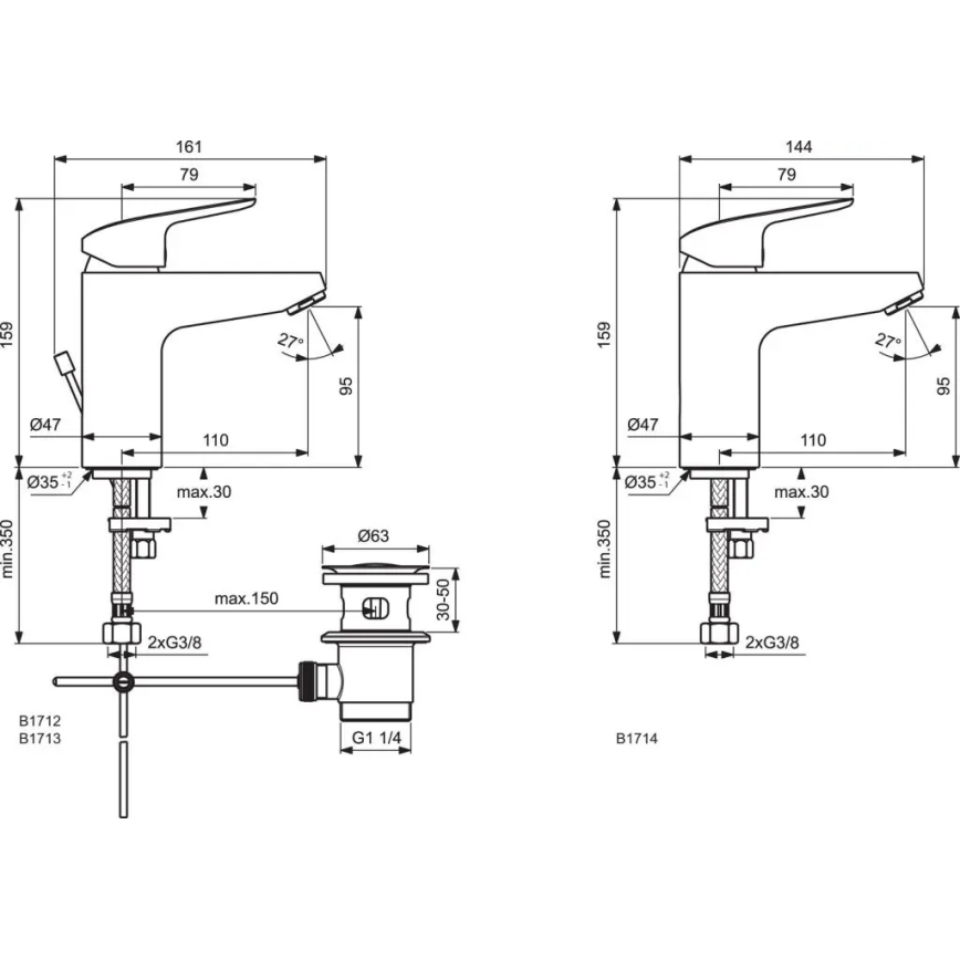Ideal Standard B1714AA - Håndvaskarmatur CERAFLEX 15,9 cm i poleret krom