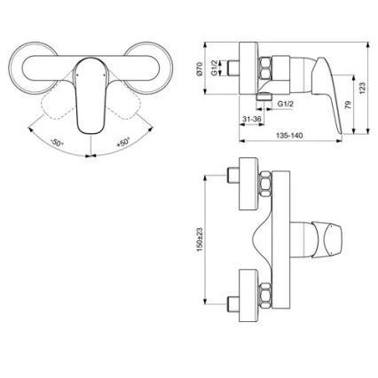 Ideal Standard B1720AA - Brusebatteri CERAFLEX i poleret krom