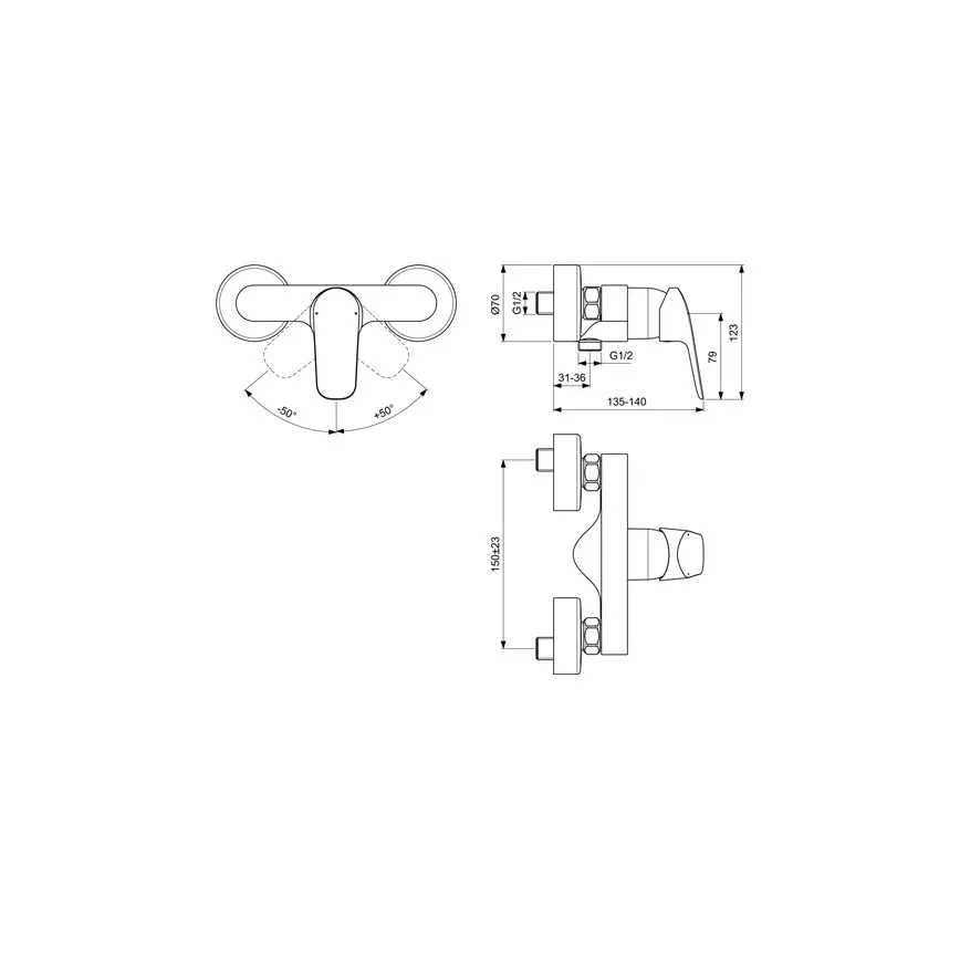 Ideal Standard B1720AA - Brusebatteri CERAFLEX i poleret krom