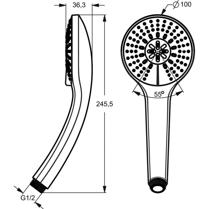 Ideal Standard B9403AA - Håndbruser IDEALRAIN poleret krom