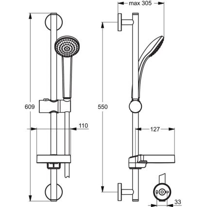 Ideal Standard B9501AA - IDEALRAIN brusesæt poleret krom