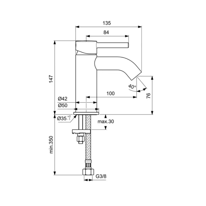 Ideal Standard BC268AA - Håndvaskarmatur CERALINE 14,7 cm i blank krom