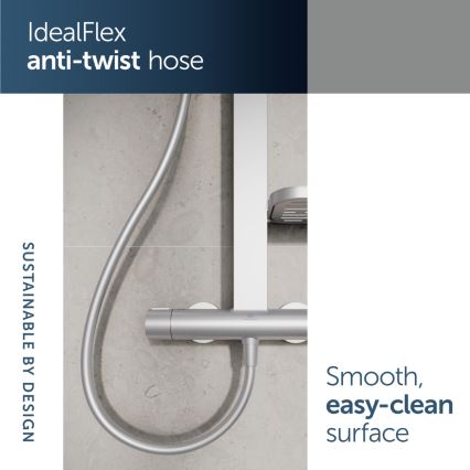 Ideal Standard BD583SI - Brusesæt med termostatisk bruserarmatur CERATHERM ALU+ i sølv