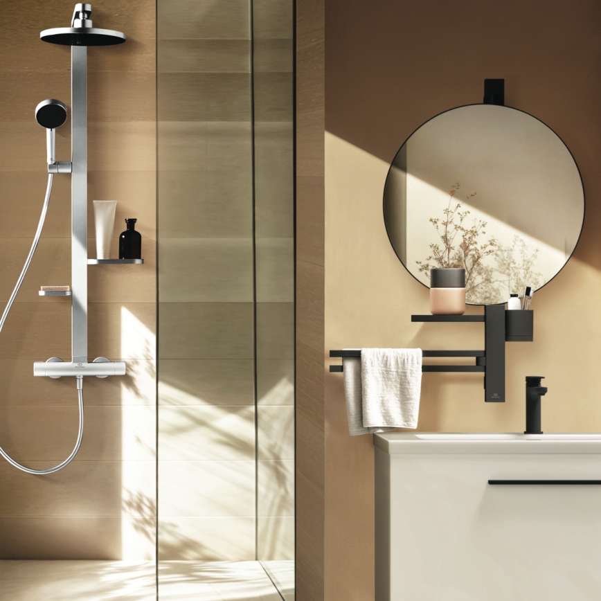 Ideal Standard BD583SI - Brusesæt med termostatbatteri CERATHERM ALU+ i mat krom
