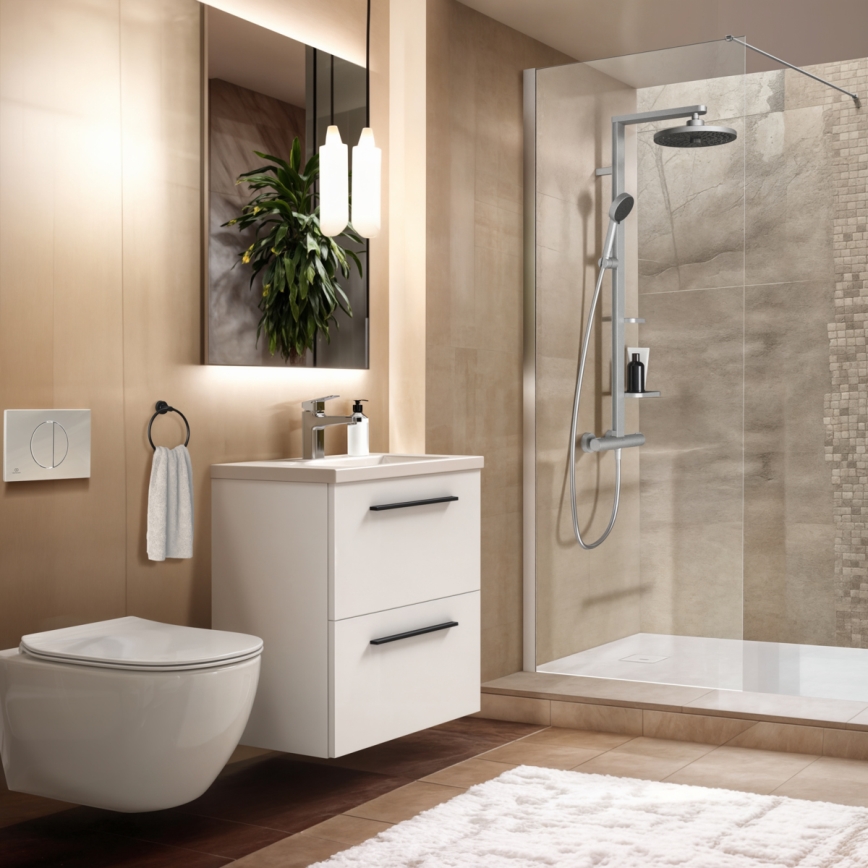 Ideal Standard BD583SI - Brusesæt med termostatbatteri CERATHERM ALU+ i mat krom