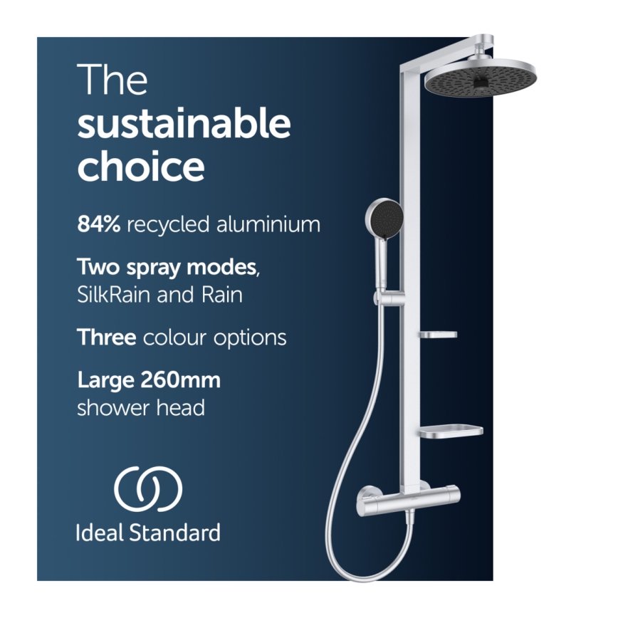 Ideal Standard BD583SI - Brusesæt med termostatbatteri CERATHERM ALU+ i mat krom