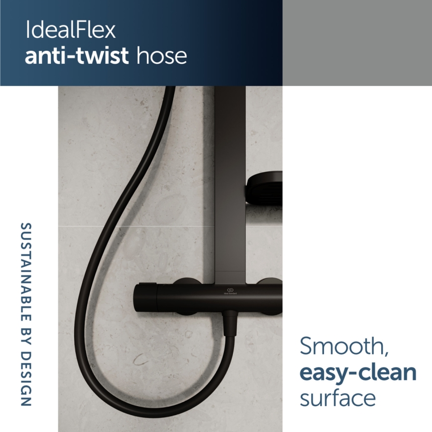 Ideal Standard BD583XG - Brusesæt med CERATHERM ALU+ blandingsbatteri, mat sort