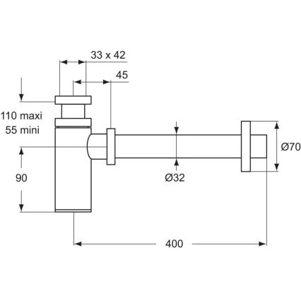 Ideal Standard D5859AA - Vaskesifon til håndvask, mat krom