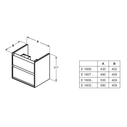 Ideal Standard E1606B2 - Underskab til håndvask CONNECT AIR 53x40,9cm hvid