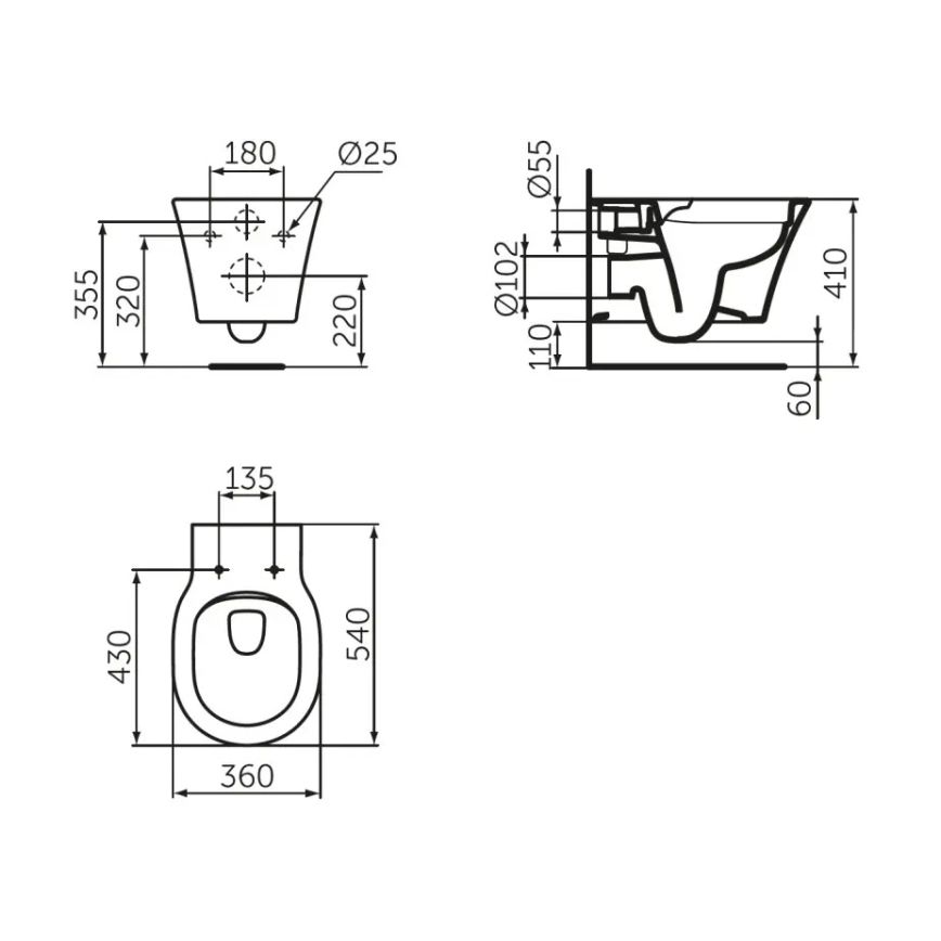 Ideal Standard E228801 - Vægmonteret WC uden skyllekant CONNECT AIR, keramik/hvid