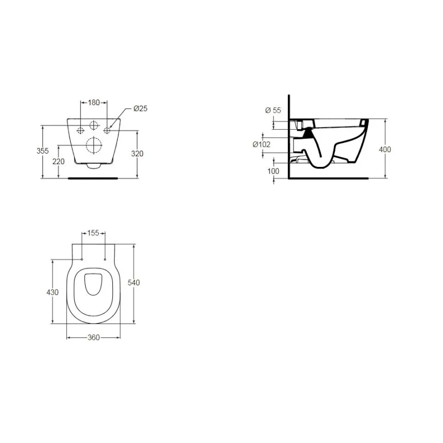 Ideal Standard E823201 - Væghængt toilet CONNECT keramik/hvid